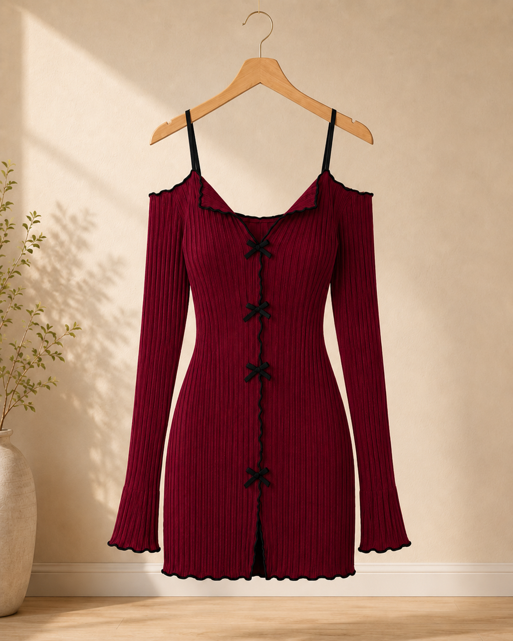 Luna Bow Ribbed Dress