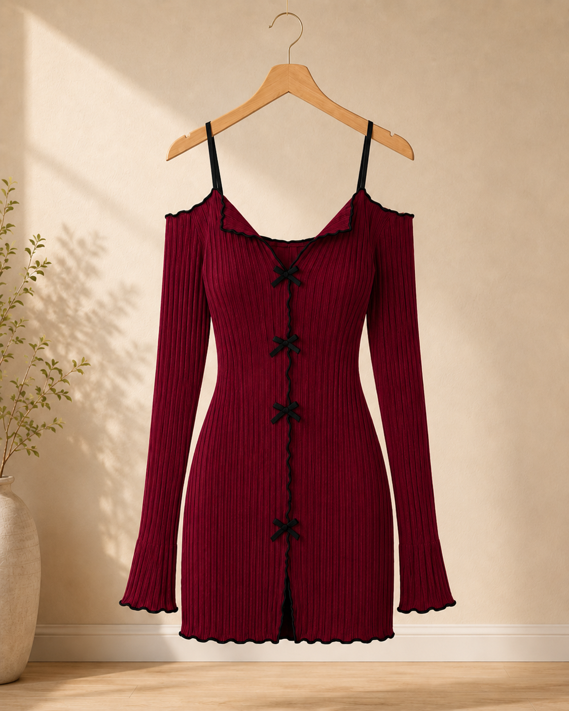 Luna Bow Ribbed Dress