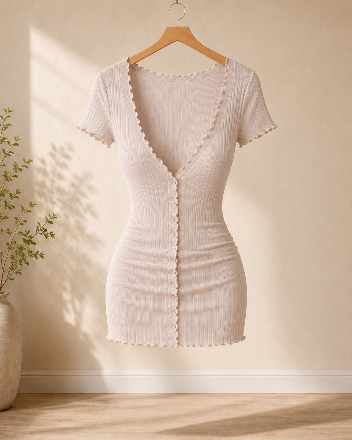 Mila Button Ribbed Dress