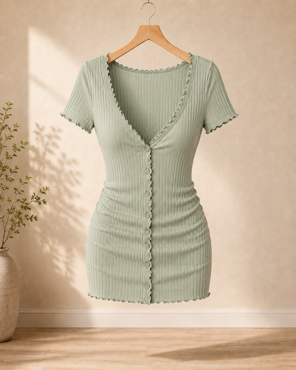 Mila Button Ribbed Dress