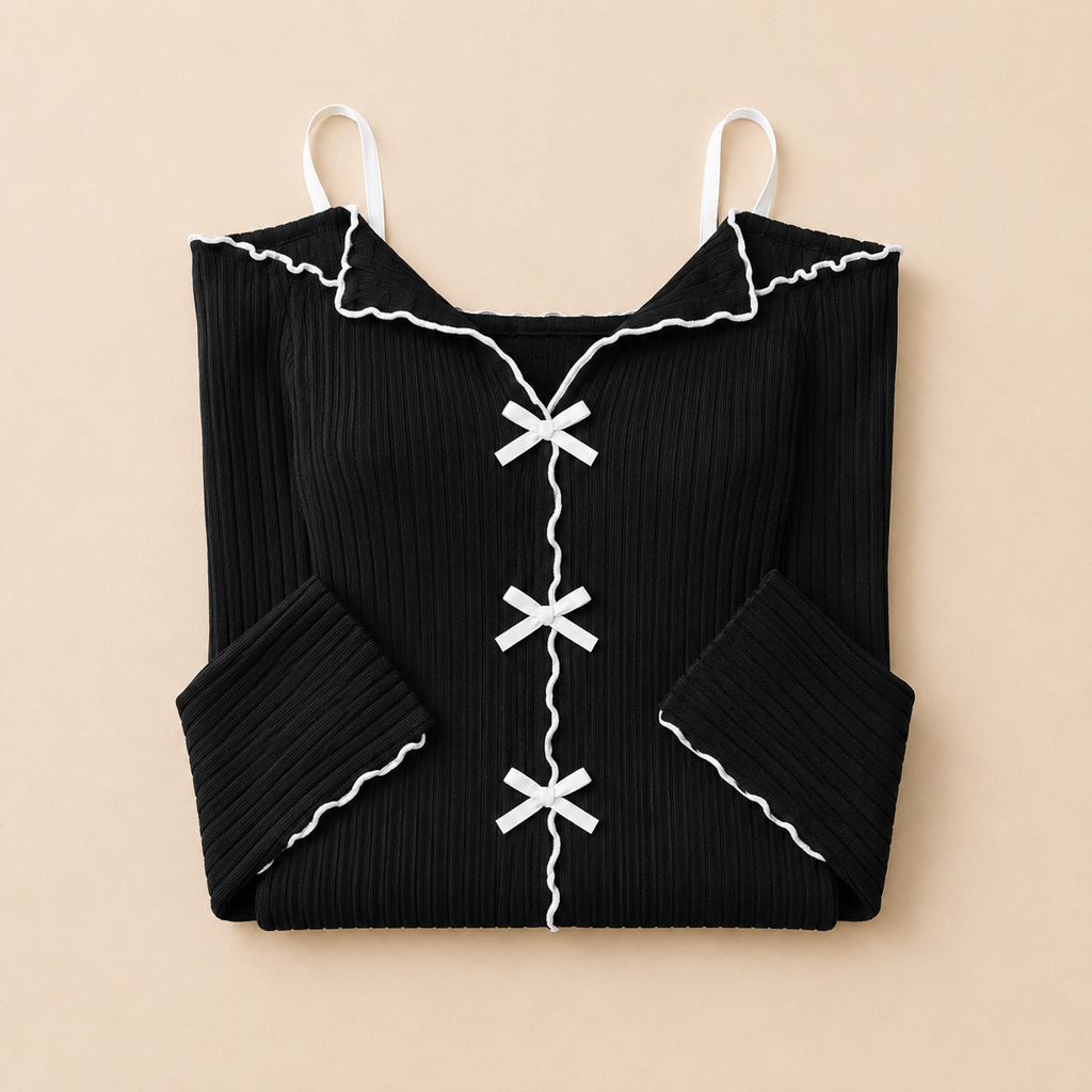 Luna Bow Ribbed Dress