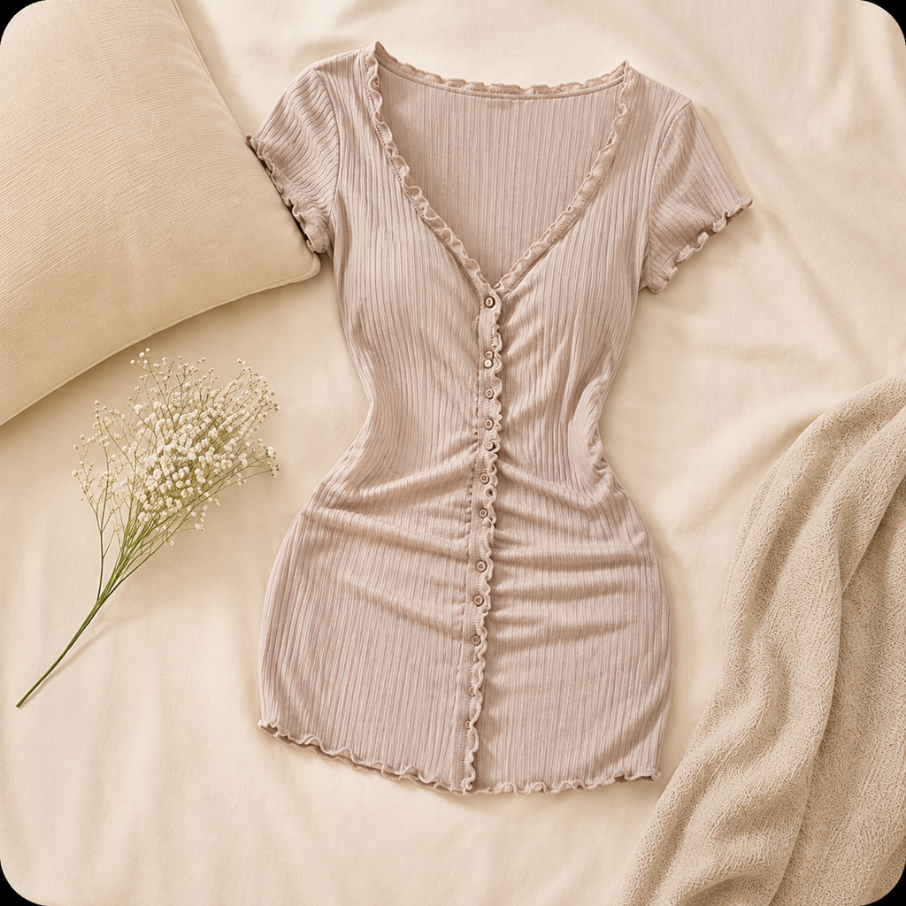Mila Button Ribbed Dress