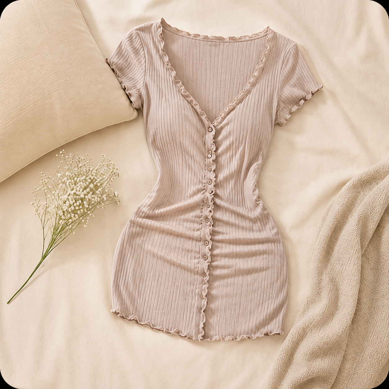 Mila Button Ribbed Dress