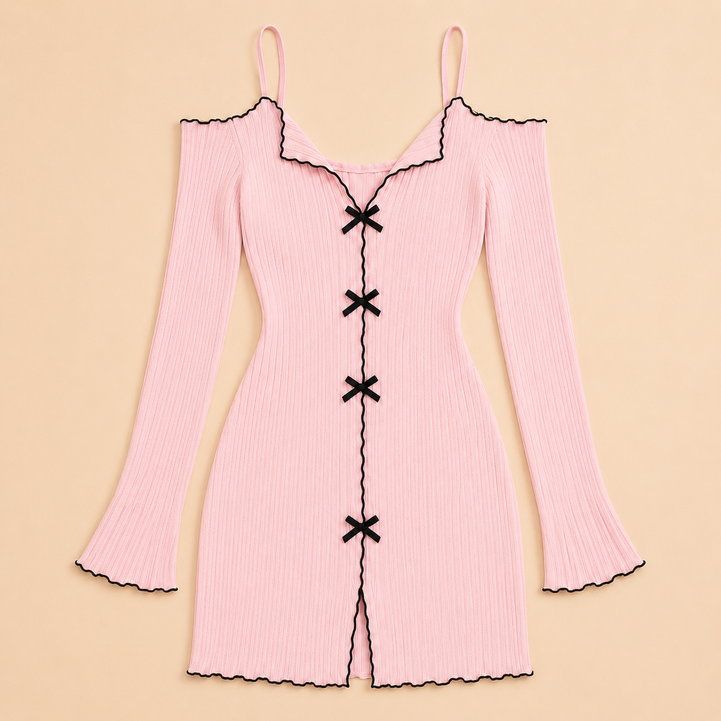 Luna Bow Ribbed Dress