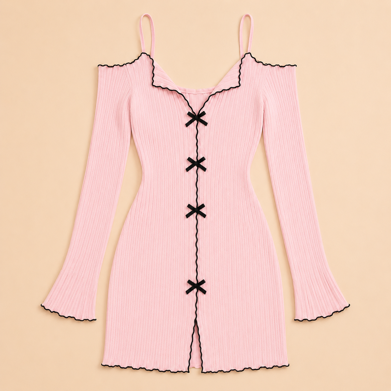 Luna Bow Ribbed Dress