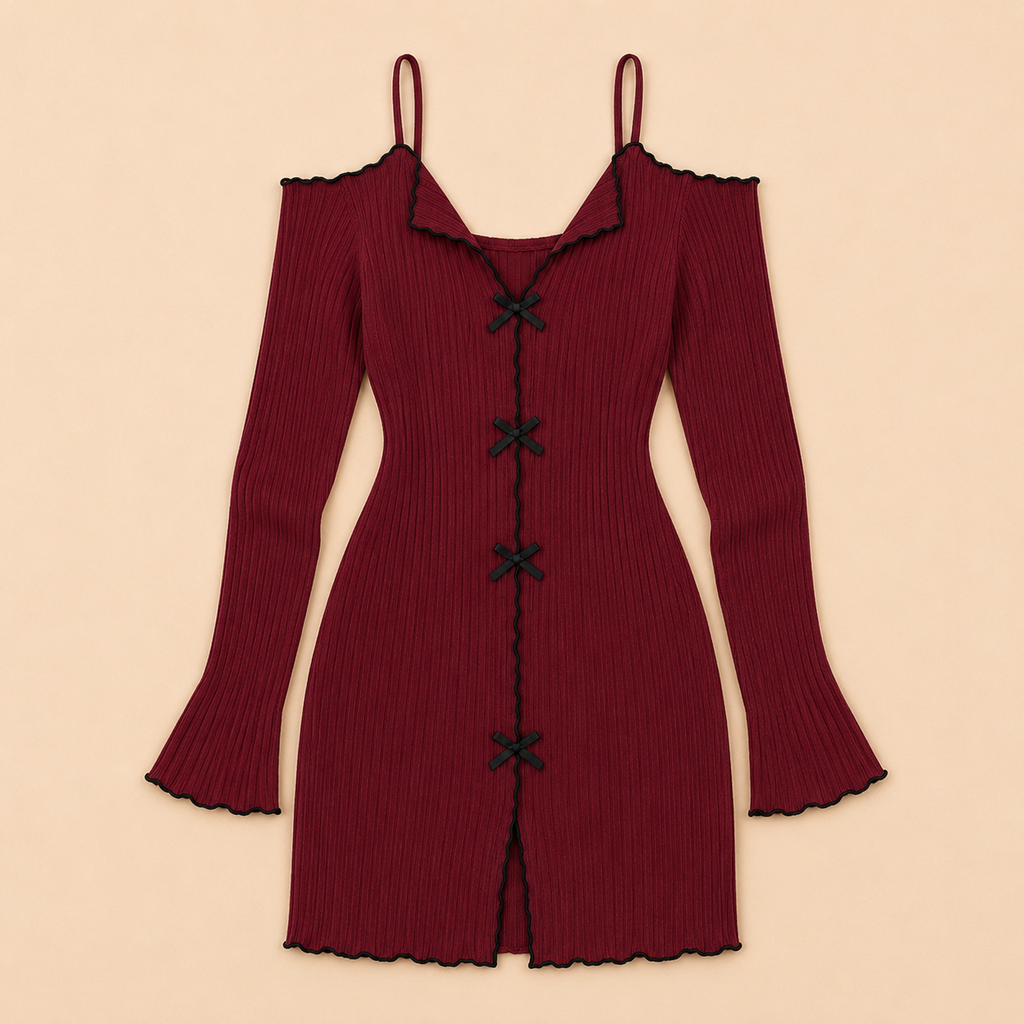 Luna Bow Ribbed Dress