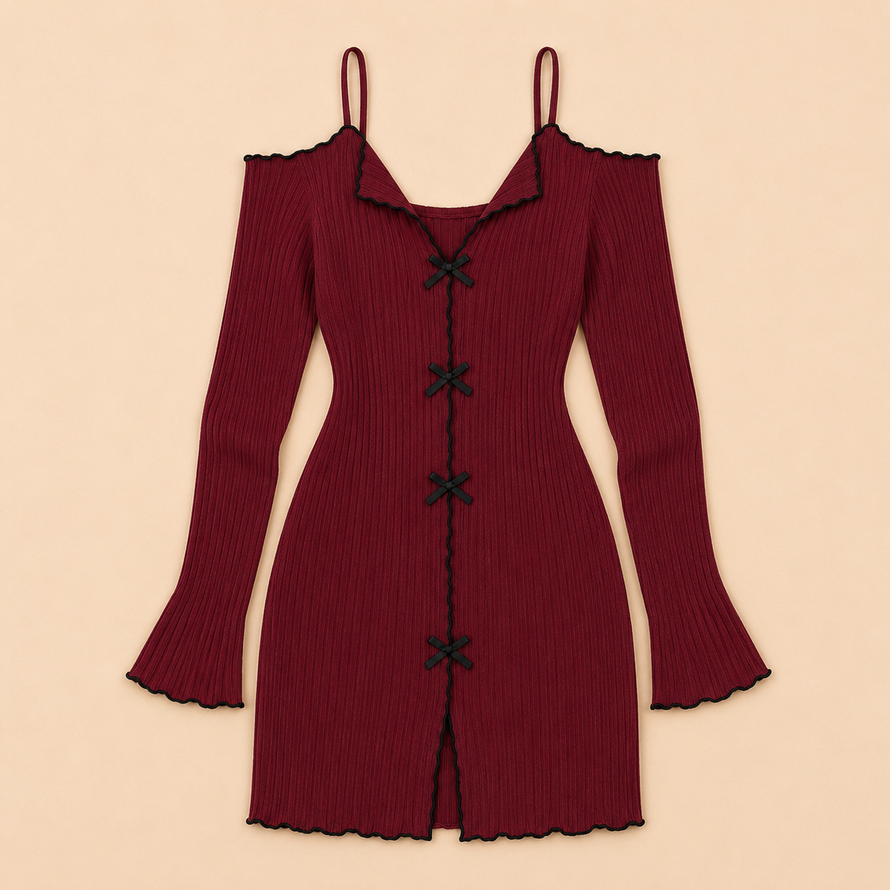 Luna Bow Ribbed Dress